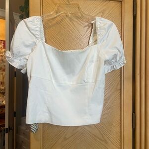 Gianni Bini White Puff Sleeve Blouse size large